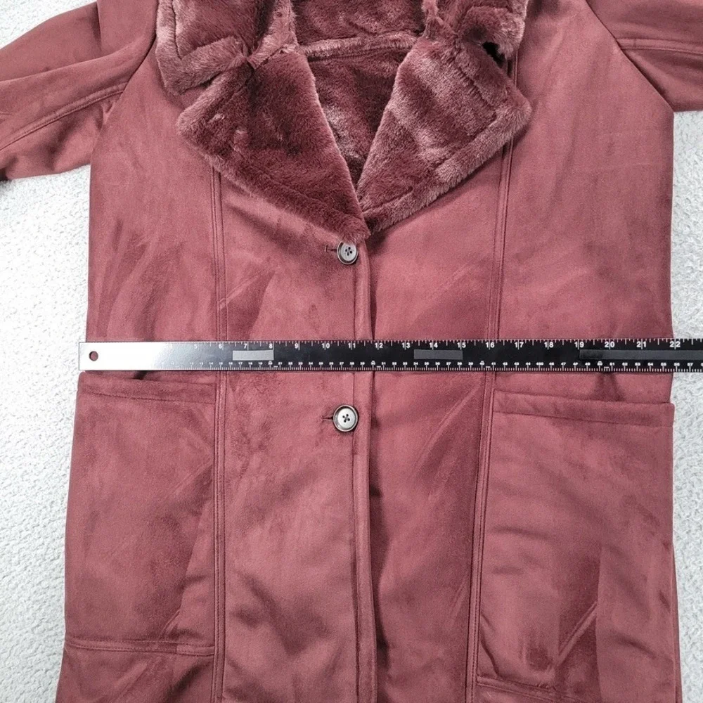 BANANA‎ Republic Factory Size MEDIUM TALL Bordeaux Faux Shearling Coat
